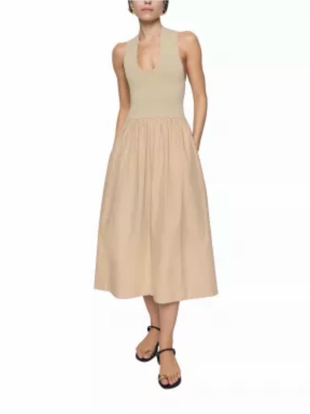 Rebecca Minkoff Mixed Fabric Cream Maxi Dress